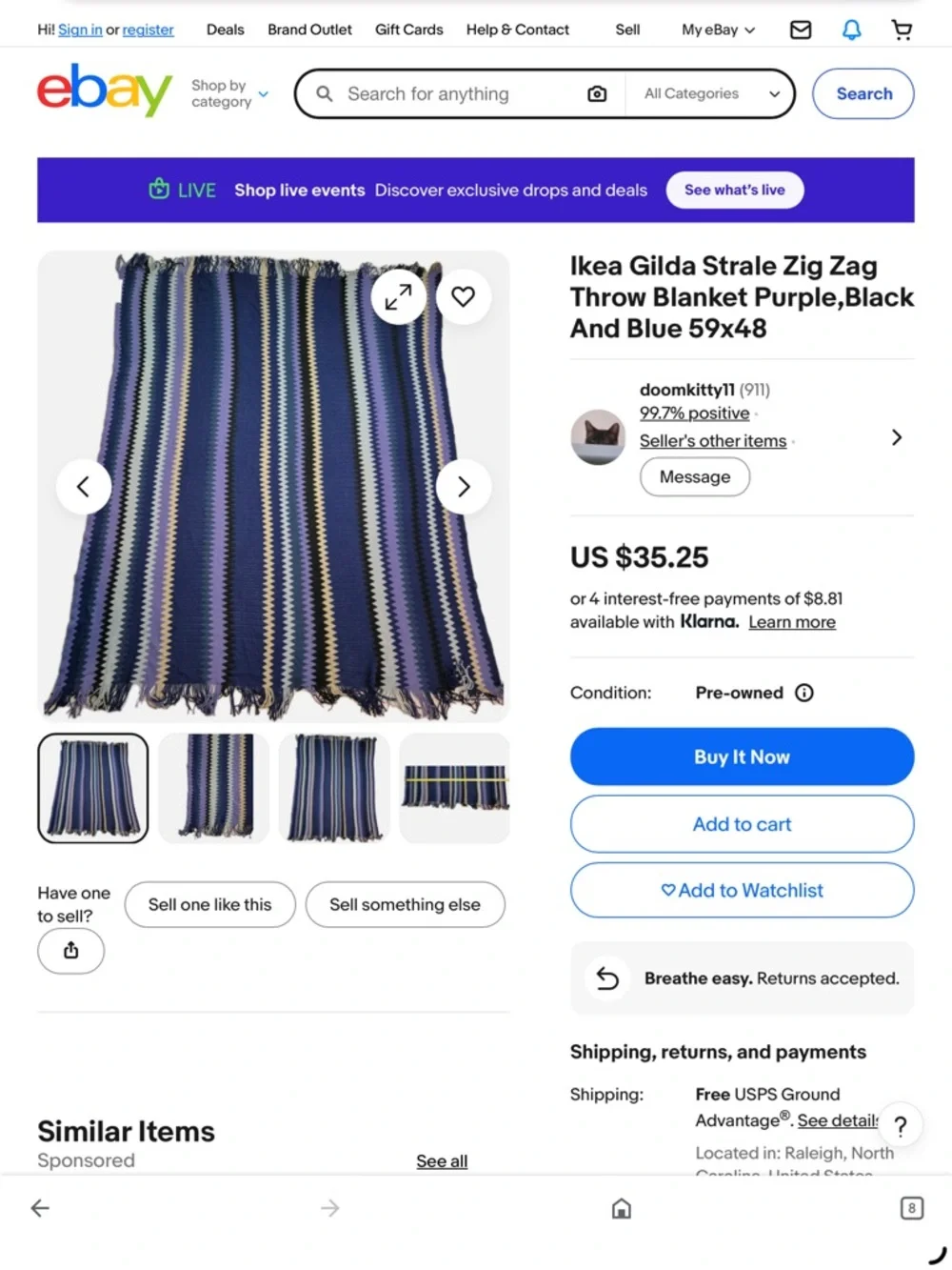 IKEA Gilda throw purple and black